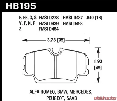 Hawk Performance Disc Brake Pad - HB195EE.640