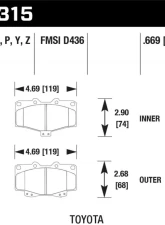 Hawk Performance HPS 5.0 Toyota Front                                     - HB315B.669 - Image 2