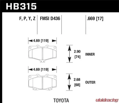 Hawk Performance HPS 5.0 Toyota Front - HB315B.669