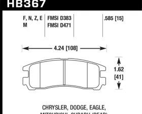 Hawk Performance Blue 9012 Rear