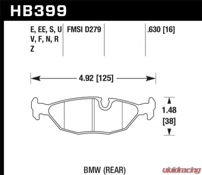 Hawk Performance Disc Brake Pad BMW Rear - HB399EE.630