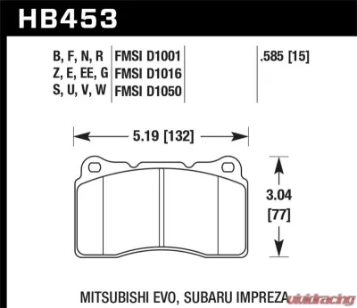 Hawk Performance Disc Brake Pad Front - HB453EE.585