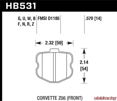 Hawk Performance Disc Brake Pad Front Chevrolet Corvette 2006-2013 CLEARANCE - HB531N.570