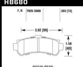 Hawk Performance Disc Brake Pad Nissan Rear 1.6L 4-Cyl