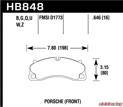 Hawk Performance DTC-60 Porsche Front - HB848G.646