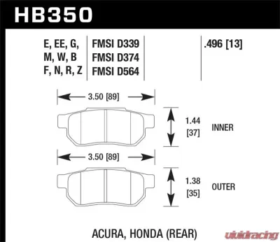 Hawk Performance ER-1 Disc Brake Pad - HB350D.496
