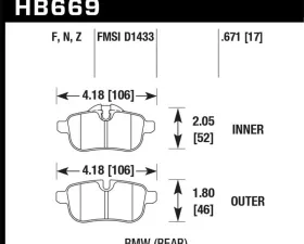 Hawk Performance Disc Brake Pad BMW Z4 Rear 2009-2016