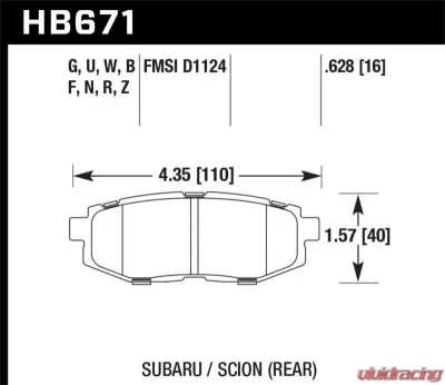 Hawk Performance ER-1 Disc Brake Pad - HB671D.628