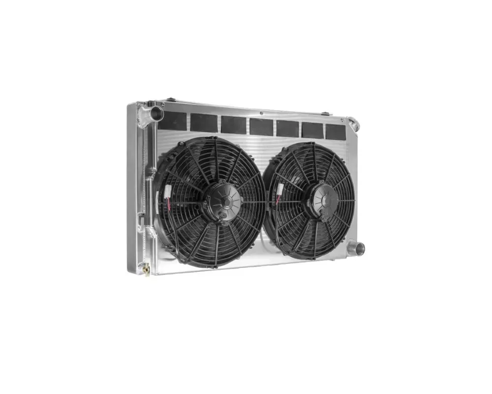 PWR SB/BB Single Pass Radiator Module w/ Dual 13" Spal Fans Camaro | Firebird 1970-1981 - 15-00010