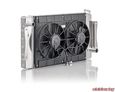 PWR Extruded Tube Crossflow Radiator Module SBC/BBC w/Spal Dual 11" Fans Chevrolet Bel Air 1955-1957 - 15-10280