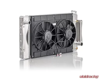 PWR Extruded Tube Crossflow Radiator Module LS w/TOC/Spal Dual 11" Fans Chevrolet Bel Air 1955-1957 - 15-11281