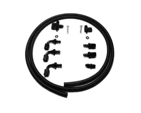 PWR EFI/Carb Applications Front & Rear Head Ports LS Steam Line Kit -4 Black Fittings Hose