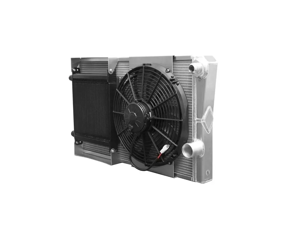 PWR Radiator Module Lightweight Late Model Extruded Tube Closed 27.5" x 16.26" 1 3/4" Outlet w/PWR OC & Spal 13 - 948-28161