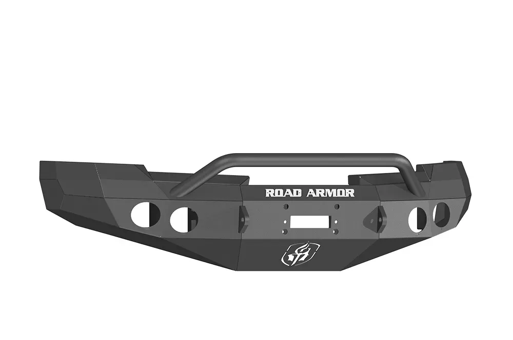 CHEVY Front Winch Bumper Round Light Ports 1500 SILVERADO 08-13 BLACK Pre-Runner Guard Road Armor Stealth Series - 37704B