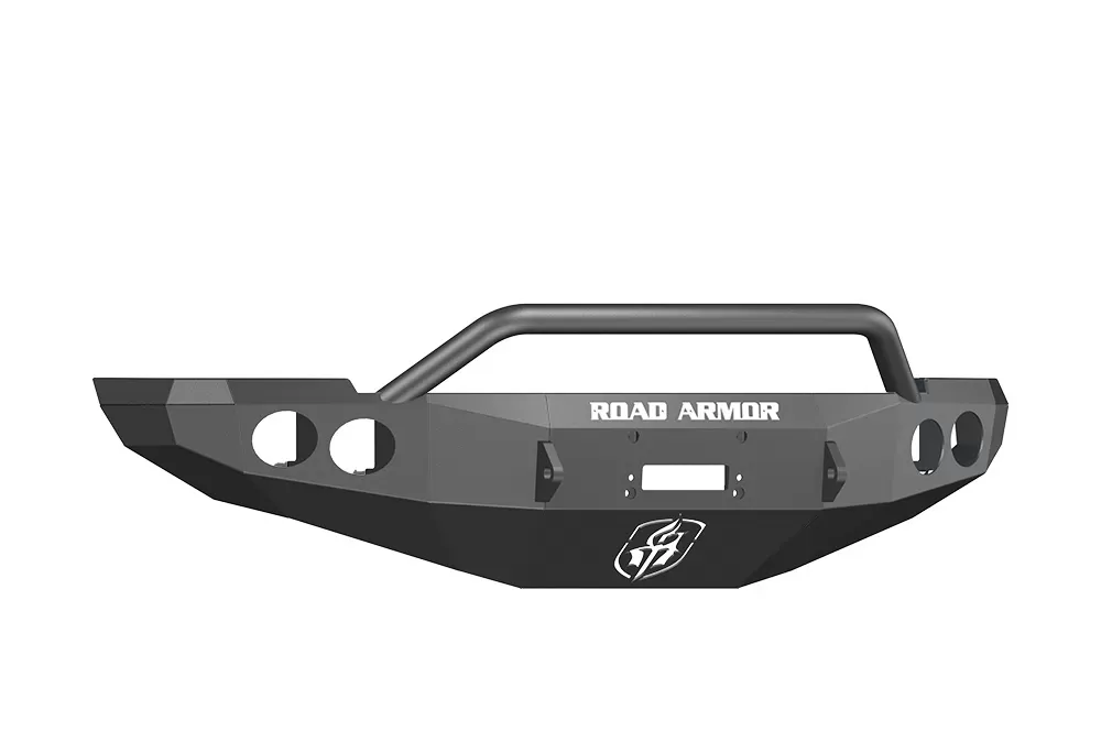 DODGE Front Winch Bumper Round Light Ports 2500,3500,4500,5500 RAM 10-15 BLACK Pre-Runner Guard Road Armor Stealth Series - 40804B