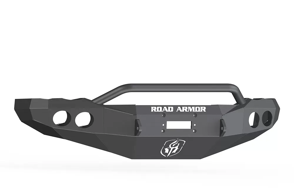 DODGE Front Winch Bumper Round Light Ports 2500,3500 RAM 03-05 BLACK Pre-Runner Guard Road Armor Stealth Series - 44044B