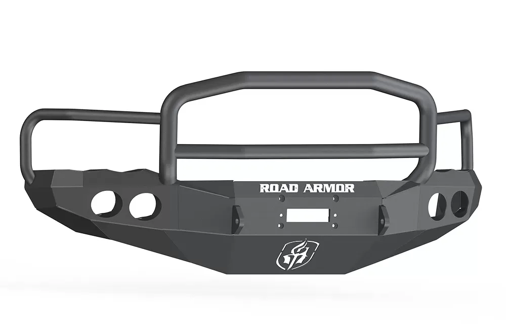 DODGE Front Winch Bumper Round Light Ports 2500,3500 RAM 03-05 BLACK Lonestar Guard Road Armor Stealth Series - 44045B