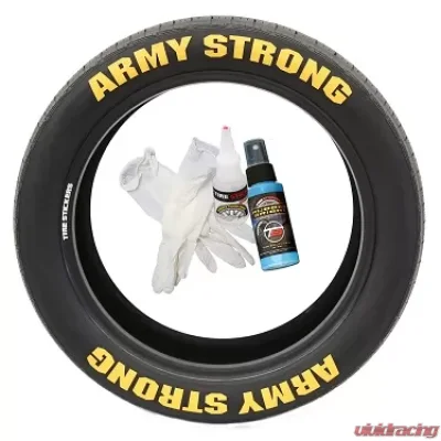 Tire Stickers Permanent Raised Rubber Lettering 'Army Strong' Logo - 4 of each -  19"-21" - 1" - WHITE - ARMYSTNG-1921-1-4-W