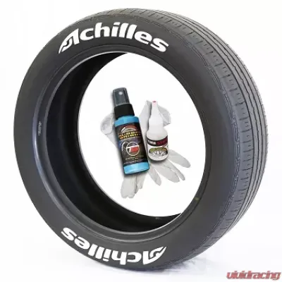 Tire Stickers Permanent Raised Rubber Lettering 'Achilles' Logo - 4 of each -   14-21" - .75"- WHITE - ACHILLES-075-4-PM-1
