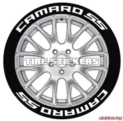 Tire Stickers Permanent Raised Rubber Lettering 'Camaro SS' Logo - 8 of each - 19"-21" - .75" - RED - CAMROSS-1921-75-8-R