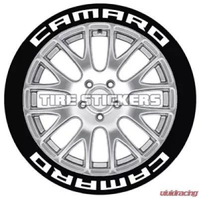 Tire Stickers Permanent Raised Rubber Lettering 'Camaro' Logo - 8 of each -   14"-16" - 1.5"- RED - CAMARO-1416-15-8-W