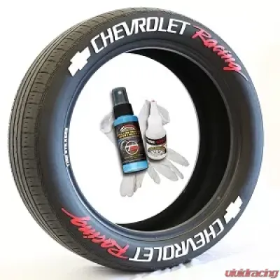 Tire Stickers Permanent Raised Rubber Lettering 'Chevrolet Racing' Logo - 8 of each -  14"-16" - 1.25" - BLUE - CHVYRACING-1416-125-8-B