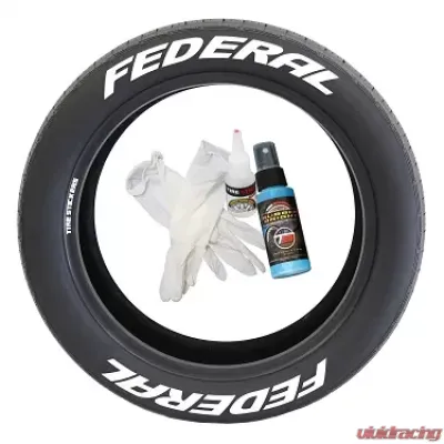 Tire Stickers Permanent Raised Rubber Lettering 'Federal' Logo - 8 of each - 17"-18" - 1" - WHITE - FEDRL-1718-1-4-W