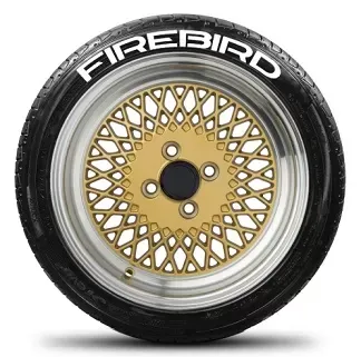 Tire Stickers Permanent Raised Rubber Lettering 'Firebird' Logo - 4 of each -   14"-16" - 1.5"- RED - FIREBIRD-1416-15-4-R