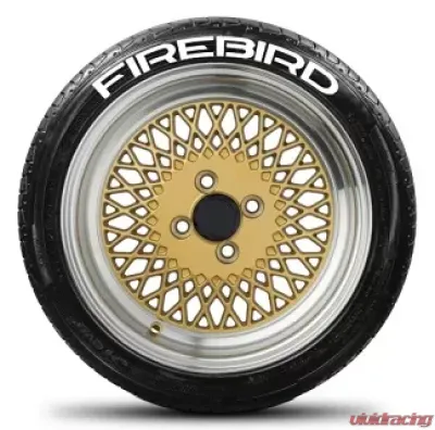 Tire Stickers Permanent Raised Rubber Lettering 'Firebird' Logo - 4 of each -   19"-21" - .75" -WHITE - FIREBIRD-1921-75-4-W