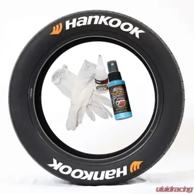 Tire Stickers Permanent Raised Rubber Lettering 'Hankook' with Red Logo - 8 of each -19"-21" - .75"- WHITE - HNKOOKR-1921-75-8-W