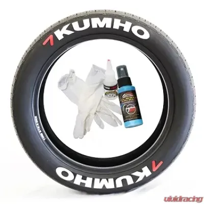 Tire Stickers Permanent Raised Rubber Lettering 'Accelera' Logo - 4 of each - 14"-16" - 1.5"  -WHITE - ACCLRA-1416-15-4-W