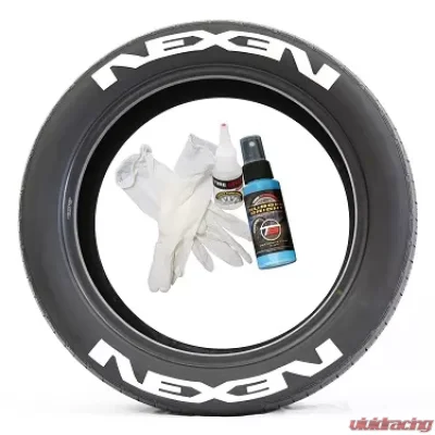 Tire Stickers Permanent Raised Rubber Lettering 'Nexen' Logo - 8 of each - 14-21" - 1.75" - WHITE - NEXEN-175-8-PM-1