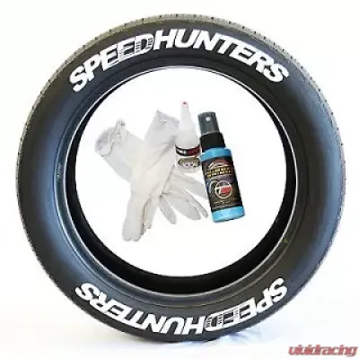 Tire Stickers Permanent Raised Rubber Lettering 'Speed Hunters'  4 of each - 14"-16" - 1.5" - YELLOW - SPDHNTRS-1416-15-4-Y