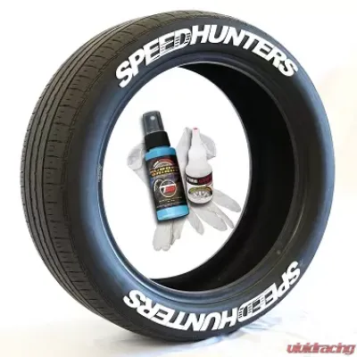 Tire Stickers Permanent Raised Rubber Lettering 'Speed Hunters'  4 of each - 14"-16" - 1.5" - YELLOW - SPDHNTRS-1416-15-4-Y