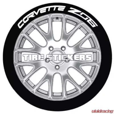 Tire Stickers Permanent Raised Rubber Lettering 'Corvette Z06' Logo - 4 of each -   19"-21" - 1.25" -WHITE - CORVTTZ06-1921-125-4-W
