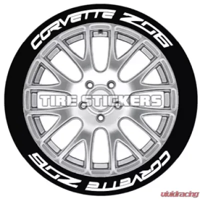 Tire Stickers Permanent Raised Rubber Lettering 'Corvette Z06' Logo - 8 of each -  17"-18" - 1"- RED - CORVTTZ06-1718-1-8-R