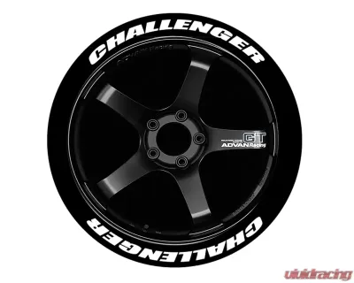 Tire Stickers Permanent Raised Rubber Lettering 'Challenger' - 4 Of Each - 14"-16" - 1.5" - Blue - CHALL-1416-15-4-B