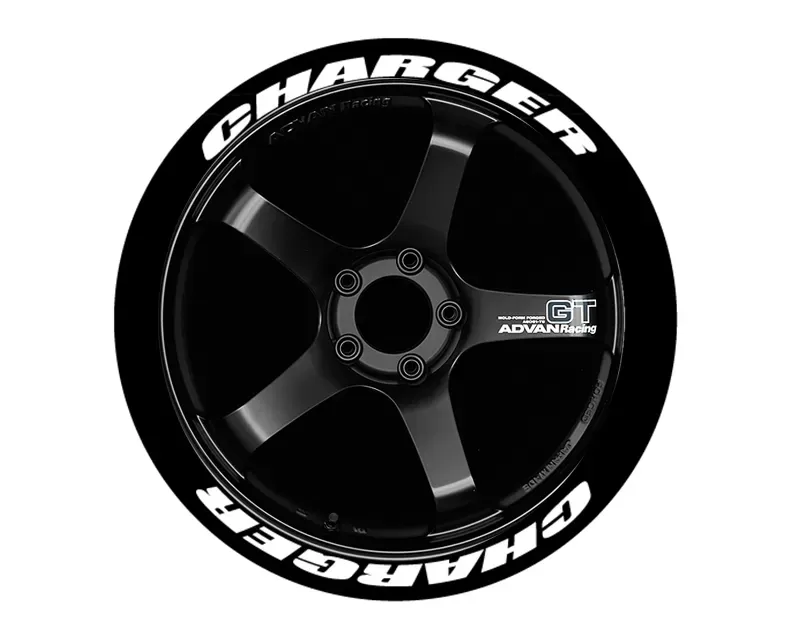 Tire Stickers Permanent Raised Rubber Lettering 'Charger' Set of 8 - CHARG-1416-125-4-O