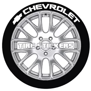 Tire Stickers Permanent Raised Rubber Lettering 'Chevrolet' Logo - 4 of each -  19"-21" - 1" -WHITE - CHVRLT-1921-1-4-W
