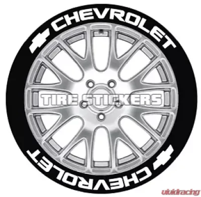 Tire Stickers Permanent Raised Rubber Lettering 'Chevrolet' Logo - 8 of each -   14"-16" - 1.25" - YELLOW - CHVRLT-1416-125-8-Y
