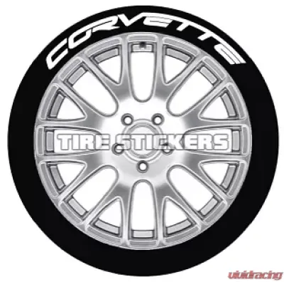 Tire Stickers Permanent Raised Rubber Lettering 'Corvette' Logo - 4 of each -   14"-16" - 1.25" - RED - CORVTT-1416-125-4-R