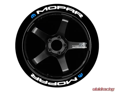 Tire Stickers Permanent Raised Rubber Lettering 'Dodge With Red Dashes' Set of 8 - DODGE-1921-125-4-W