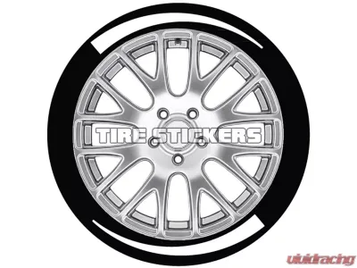 Tire Stickers Permanent Raised Rubber Lettering 'Flares' - 4 Of Each - 14"-16" - 1.25" - White - FLARE-1416-125-4-W