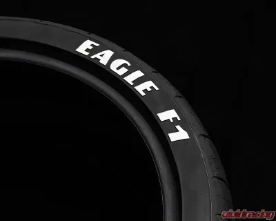 Tire Stickers Permanent Raised Rubber Lettering Goodyear 'Eagle F1' with logo Set of 4 - TS-EAGLEF1-RR