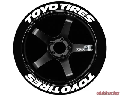 Tire Stickers White 'Toyo Tires' Permanent Raised Rubber Lettering Set of 4 - 19"-21" - .75 - TOYTIR-1921-75-4-W