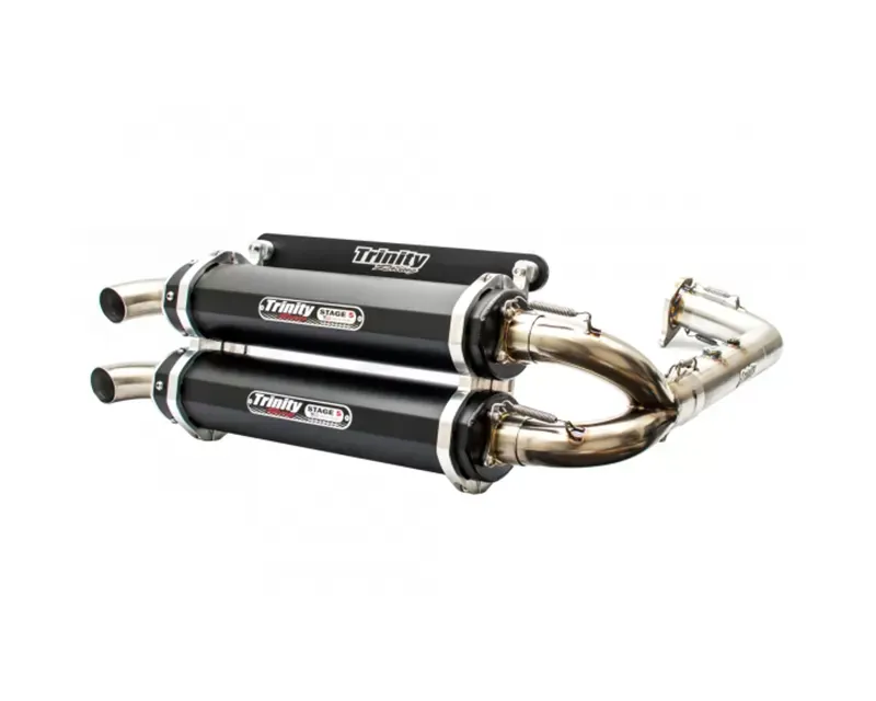 Trinity Racing Stage 5 Dual Full Exhaust System W/ Black Mufflers Polaris 2016-2020 - TR-4153D-BK