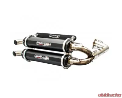 Trinity Racing Stage 5 Dual Full Exhaust System W/ Black Mufflers Polaris 2016-2020 - TR-4153D-BK