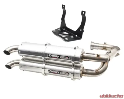 Trinity Racing Stage 5 Dual Full Exhaust System W/ Brushed Mufflers Can-Am Maverick 2017-2022 - TR-4161D