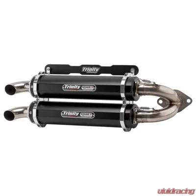 Trinity Racing Stage 5 Dual Slip On Black Mufflers Polaris RZR 2018-2020 - TR-4165S-BK