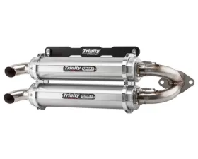 Trinity Racing Stage 5 Dual Slip On Brushed Mufflers Polaris RZR 2018-2020